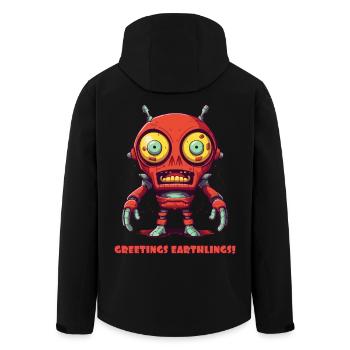 Greetings Earthlings – Alien Robots - Men’s Recycled Softshell Jacket by Stanley/Stella - black - Back - AI Model Male 185 light (185cm)