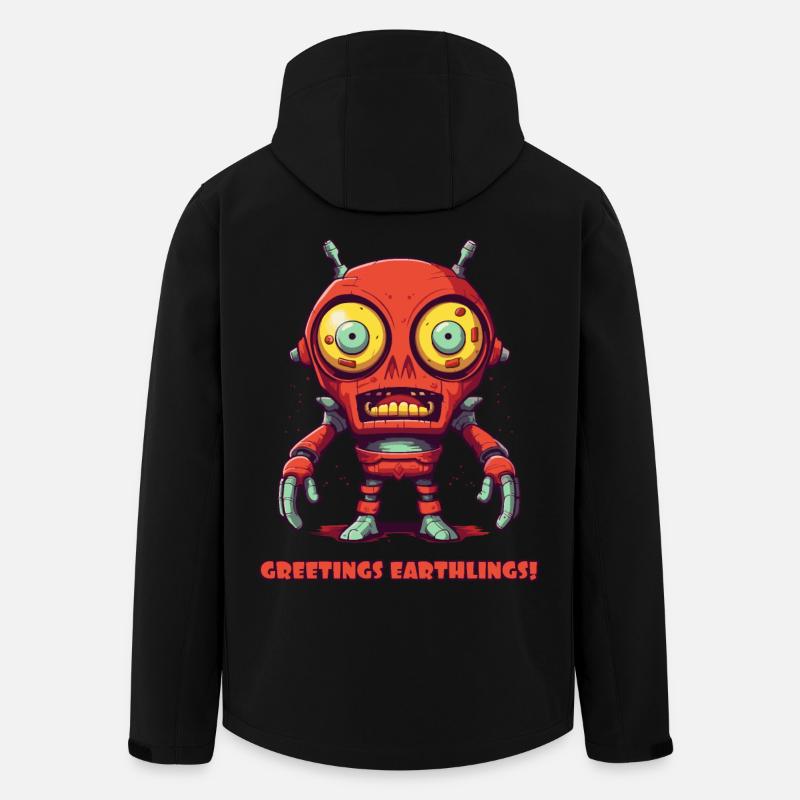 Grüße Erdlinge – Alien-Roboter - Recycelte Männer Softshell-Jacke von Stanley/Stella - Schwarz