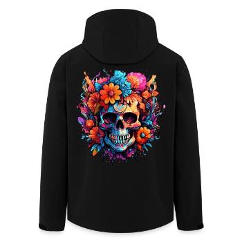 Blumenstrauß Zucker Schädel Totenkopf - Recycelte Männer Softshell-Jacke von Stanley/Stella - Schwarz - Hinten - AI Model Male 185 light (185cm)
