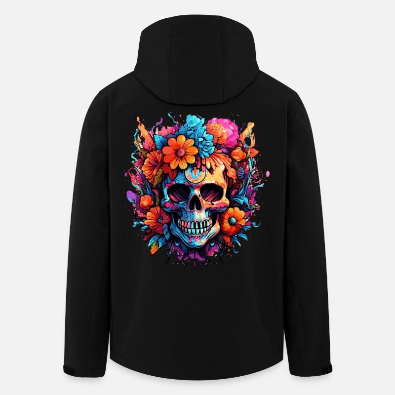 Blumenstrauß Zucker Schädel Totenkopf - Recycelte Männer Softshell-Jacke von Stanley/Stella - Schwarz