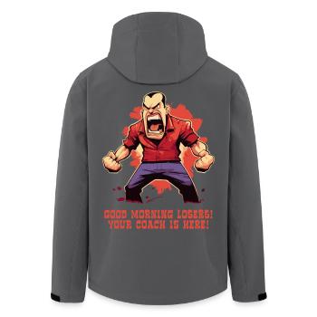 Funny angry coach: Good morning, loser - Men’s Recycled Softshell Jacket by Stanley/Stella - black - Back - AI Model Male 185 light (185cm)
