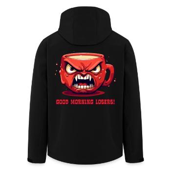 Funny angry coffee mug: Good morning, loser - Men’s Recycled Softshell Jacket by Stanley/Stella - black - Back - AI Model Male 185 light (185cm)