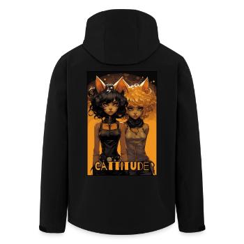 Cattitude: Two Cat Girls - Men’s Recycled Softshell Jacket by Stanley/Stella - black - Back - AI Model Male 185 light (185cm)