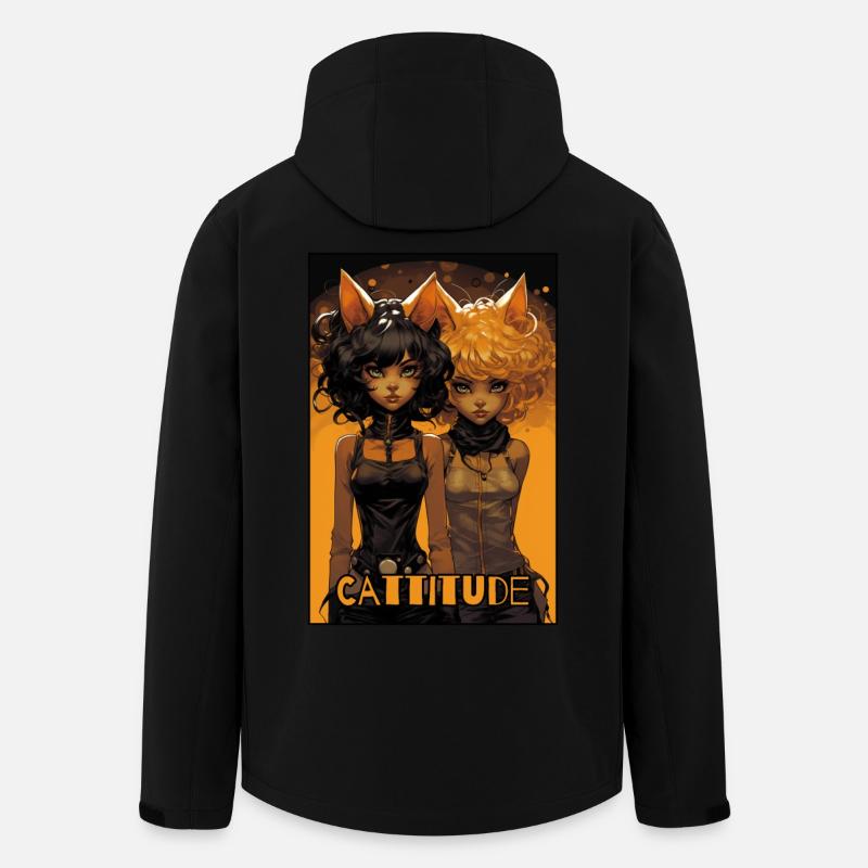 Cattitude: Zwei Katzenmädchen - Recycelte Männer Softshell-Jacke von Stanley/Stella - Schwarz