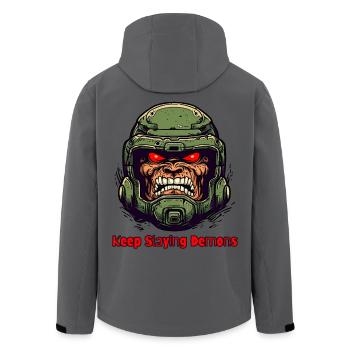 Damn: "Keep destroying demons" type - Men’s Recycled Softshell Jacket by Stanley/Stella - black - Back - AI Model Male 185 light (185cm)