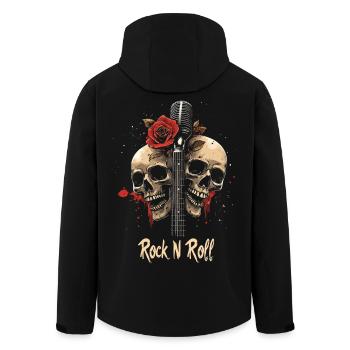 Rock N Roll Totenkopf E-Gitarre Rose Musik Rocker - Recycelte Männer Softshell-Jacke von Stanley/Stella - Schwarz - Hinten - AI Model Male 185 light (185cm)
