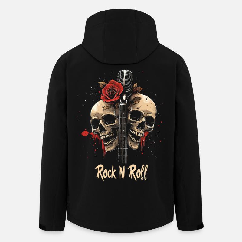 Rock N Roll Totenkopf E-Gitarre Rose Musik Rocker - Recycelte Männer Softshell-Jacke von Stanley/Stella - Schwarz