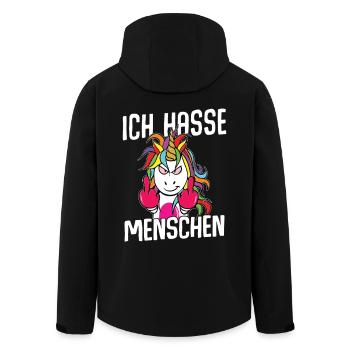 Unicorn Ich hasse Menschen - Recycelte Männer Softshell-Jacke von Stanley/Stella - Schwarz - Hinten - AI Model Male 185 light (185cm)