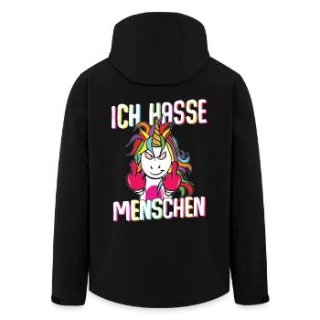 Unicorn Ich hasse Menschen I - Recycelte Männer Softshell-Jacke von Stanley/Stella - Schwarz - Hinten - AI Model Male 185 light (185cm)