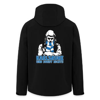 Karlsruhe und sonst nichts - Recycelte Männer Softshell-Jacke von Stanley/Stella - Schwarz - Hinten - AI Model Male 185 light (185cm)