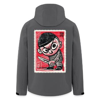 Comic gangster on postage stamp - Men’s Recycled Softshell Jacket by Stanley/Stella - anthracite - Back - AI Model Male 185 light (185cm)