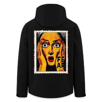 Pop art femme avec cri sur timbre-poste - Veste softshell homme en polyester recyclé Stanley/Stella - noir - Dos - AI Model Male 185 light (185cm)