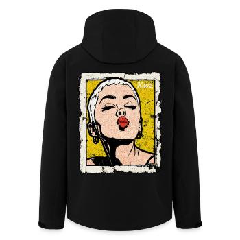 Buzzcut Punk Girl avec une bouche qui s’embrasse dans le style Pop Art - Veste softshell homme en polyester recyclé Stanley/Stella - noir - Dos - AI Model Male 185 light (185cm)