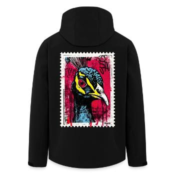 Paon aux yeux roses dans le look street art - Veste softshell homme en polyester recyclé Stanley/Stella - noir - Dos - AI Model Male 185 light (185cm)