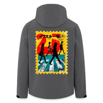 Tokio Zebrastreifen – Retro Briefmarke - Recycelte Männer Softshell-Jacke von Stanley/Stella - Schwarz - Hinten - AI Model Male 185 light (185cm)