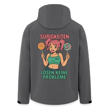SÜßIGKEITEN LÖSEN KEINE PROBLEME - Recycelte Männer Softshell-Jacke von Stanley/Stella - Schwarz - Hinten - AI Model Male 185 light (185cm)