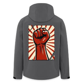 Poing Rouge – Puissance et Résistance - Veste softshell homme en polyester recyclé Stanley/Stella - noir - Dos - AI Model Male 185 light (185cm)