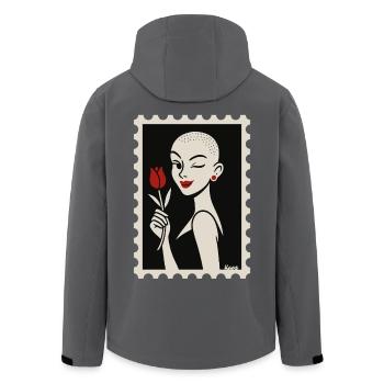 Buzzcut & Rose – a stamp flirt - Men’s Recycled Softshell Jacket by Stanley/Stella - black - Back - AI Model Male 185 light (185cm)