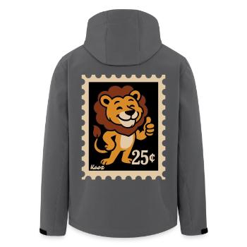 Lion amical sur un timbre-poste - Veste softshell homme en polyester recyclé Stanley/Stella - noir - Dos - AI Model Male 185 light (185cm)