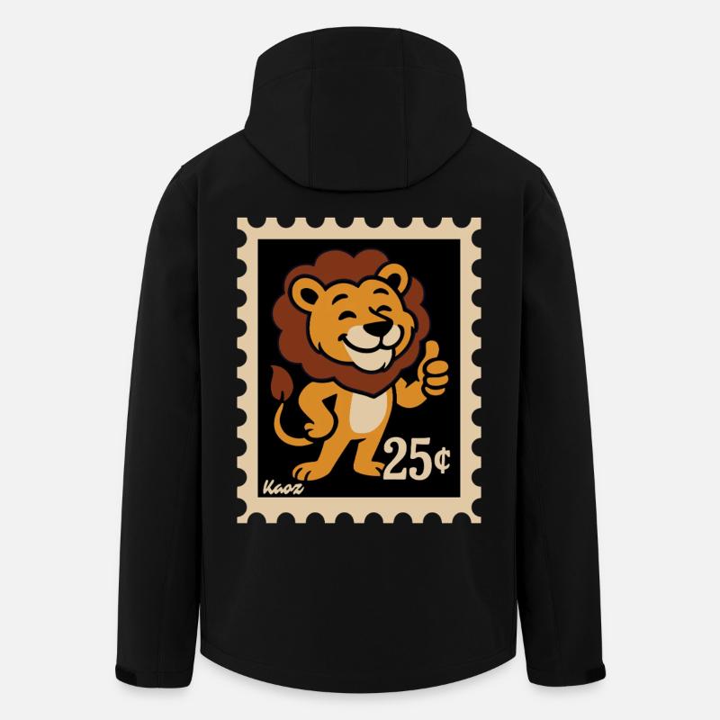 Lion amical sur un timbre-poste - Veste softshell homme en polyester recyclé Stanley/Stella - noir
