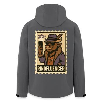 Influenceur de bœuf fluencer élégant avec selfie - Veste softshell homme en polyester recyclé Stanley/Stella - noir - Dos - AI Model Male 185 light (185cm)
