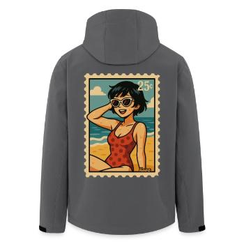 Sommer-Sonne-Girlals Retro Briefmarke - Recycelte Männer Softshell-Jacke von Stanley/Stella - Schwarz - Hinten - AI Model Male 185 light (185cm)