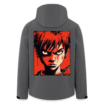 Garçon en colère dans le style de dessin animé rouge - Veste softshell homme en polyester recyclé Stanley/Stella - noir - Dos - AI Model Male 185 light (185cm)