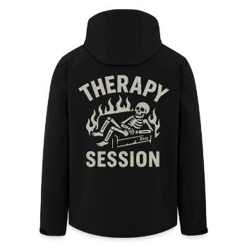 Therapiestunde Skelett – Alles brennt trotzdem - Recycelte Männer Softshell-Jacke von Stanley/Stella - Schwarz - Hinten - AI Model Male 185 light (185cm)