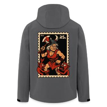 Une mamie viking avec une hache combat des démons rouges - Veste softshell homme en polyester recyclé Stanley/Stella - noir - Dos - AI Model Male 185 light (185cm)