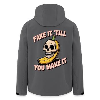 Totenkopf Schädel Banane mit frechem Spruch - Recycelte Männer Softshell-Jacke von Stanley/Stella - Schwarz - Hinten - AI Model Male 185 light (185cm)