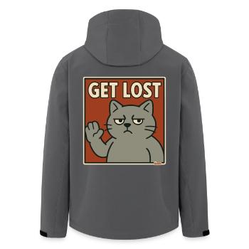 Chat agacé en disant : Sors - Veste softshell homme en polyester recyclé Stanley/Stella - noir - Dos - AI Model Male 185 light (185cm)