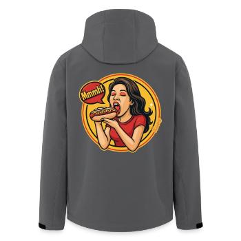 Femme appréciant hotdog bande dessinée style pop art - Veste softshell homme en polyester recyclé Stanley/Stella - noir - Dos - AI Model Male 185 light (185cm)