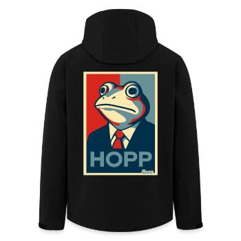 Grenouille en costume avec dire Hopp parodie - Veste softshell homme en polyester recyclé Stanley/Stella - noir - Dos - AI Model Male 185 light (185cm)