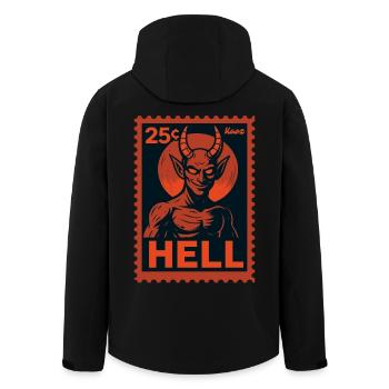 Devil Postage Stamp Hell Motif Retro Look - Men’s Recycled Softshell Jacket by Stanley/Stella - black - Back - AI Model Male 185 light (185cm)