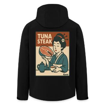 Geisha with Tuna Steak Retro Japan Style - Men’s Recycled Softshell Jacket by Stanley/Stella - black - Back - AI Model Male 185 light (185cm)