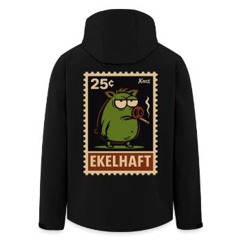 Grünes Schwein mit Blick Briefmarken Stil Ekelhaft - Recycelte Männer Softshell-Jacke von Stanley/Stella - Schwarz - Hinten - AI Model Male 185 light (185cm)