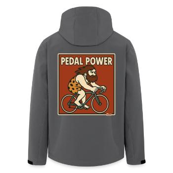 Höhlenmensch auf Rennrad Fahrrad mit Muskelkraft - Recycelte Männer Softshell-Jacke von Stanley/Stella - Schwarz - Hinten - AI Model Male 185 light (185cm)
