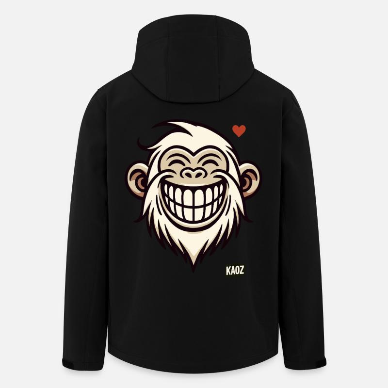 Grinning monkey with heart - Men’s Recycled Softshell Jacket by Stanley/Stella - black