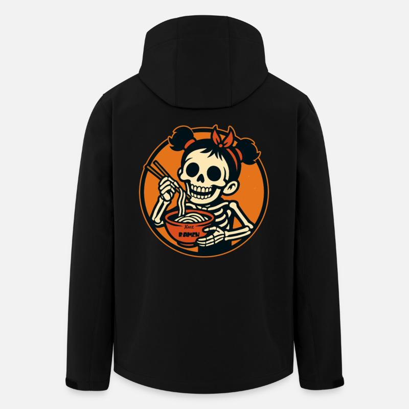 Skelett-Cartoon Mädchen isst Ramen Nudeln - Recycelte Männer Softshell-Jacke von Stanley/Stella - Schwarz