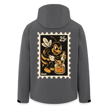 Abeille comique avec du miel dans un bocal - Veste softshell homme en polyester recyclé Stanley/Stella - noir - Dos - AI Model Male 185 light (185cm)