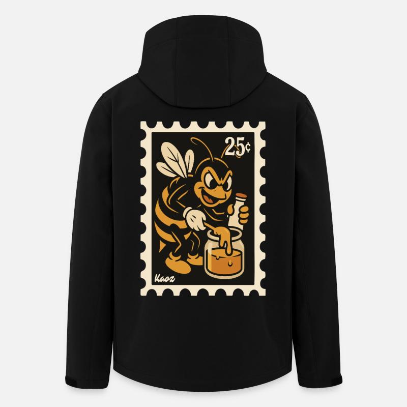 Comic-Biene mit Honig im Glas - Recycelte Männer Softshell-Jacke von Stanley/Stella - Schwarz