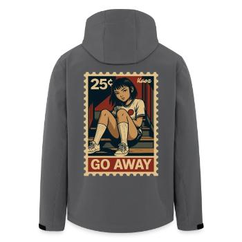Comic Mädchen auf Treppe Briefmarke, geh weg! - Recycelte Männer Softshell-Jacke von Stanley/Stella - Schwarz - Hinten - AI Model Male 185 light (185cm)