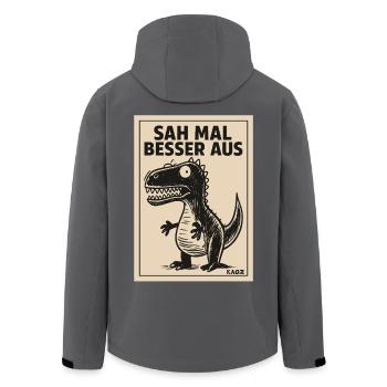 Lustiger Dino Spruch Sah mal besser aus - Recycelte Männer Softshell-Jacke von Stanley/Stella - Schwarz - Hinten - AI Model Male 185 light (185cm)