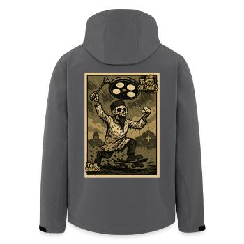 Skelett im Arztkittel mit Lampe und Skateboard - Recycelte Männer Softshell-Jacke von Stanley/Stella - Schwarz - Hinten - AI Model Male 185 light (185cm)