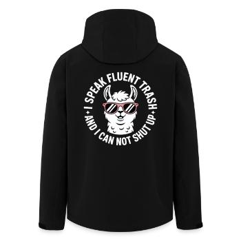 Llama with sunglasses and saying - Men’s Recycled Softshell Jacket by Stanley/Stella - black - Back - AI Model Male 185 light (185cm)