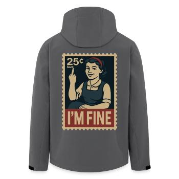 Frau mit Mittelfinger und Text „Mir geht es gut“ - Recycelte Männer Softshell-Jacke von Stanley/Stella - Schwarz - Hinten - AI Model Male 185 light (185cm)