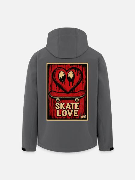 Dripping Heart Skateboard with Text "Skate Love" - Men’s Recycled Softshell Jacket by Stanley/Stella - black