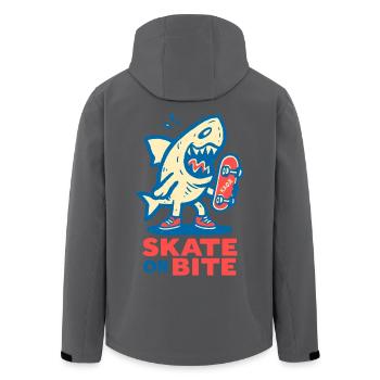 Comic-Hai mit Skateboard und Spruch - Recycelte Männer Softshell-Jacke von Stanley/Stella - Schwarz - Hinten - AI Model Male 185 light (185cm)