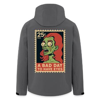 Zombie with googly eyes and saying - Men’s Recycled Softshell Jacket by Stanley/Stella - black - Back - AI Model Male 185 light (185cm)