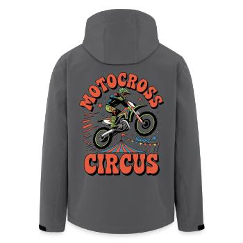 Motocross-Fahrer über Zirkuszelt im Comic-Stil - Recycelte Männer Softshell-Jacke von Stanley/Stella - Schwarz - Hinten - AI Model Male 185 light (185cm)